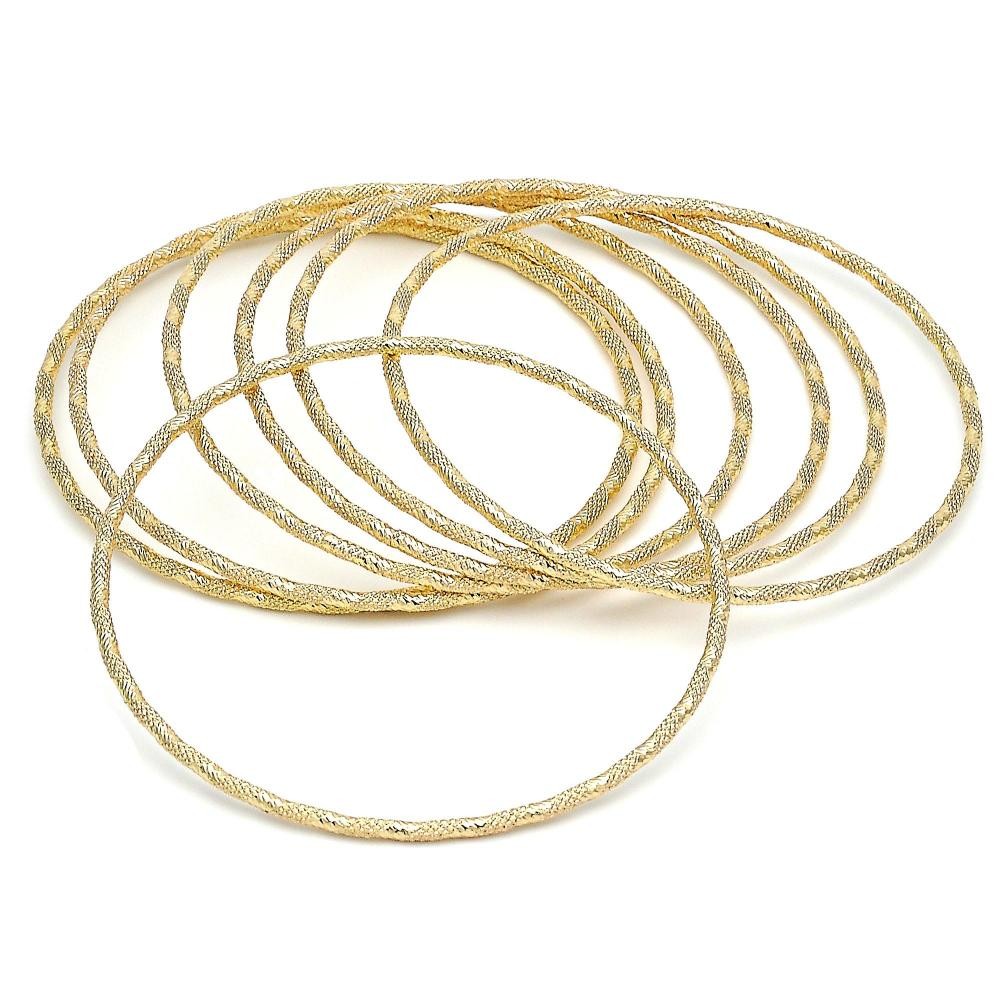 Gold Filled Semanario Bangles Diamond Cutting Finish Golden Tone Size 5