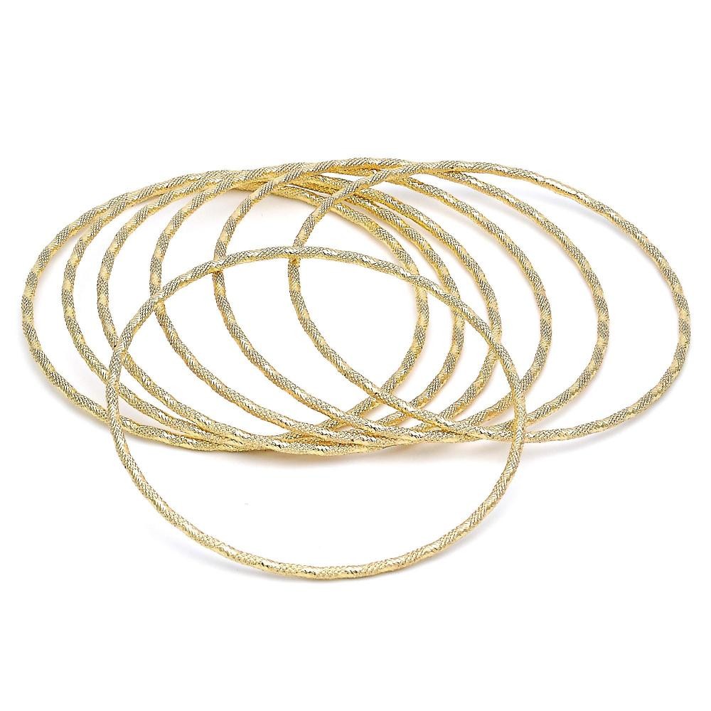 Gold Filled Semanario Bangles Diamond Cutting Finish Golden Tone Size 6