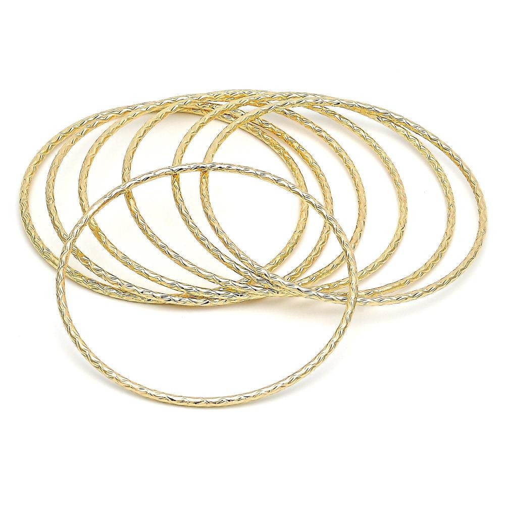 Gold Filled Semanario Bangle Diamond Cutting Finish Golden Tone Size 5