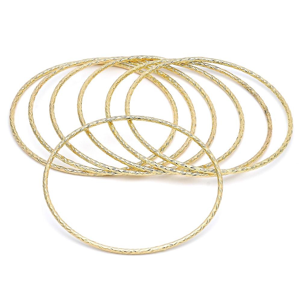Gold Filled Semanario Bangle Diamond Cutting Finish Golden Tone Size 6