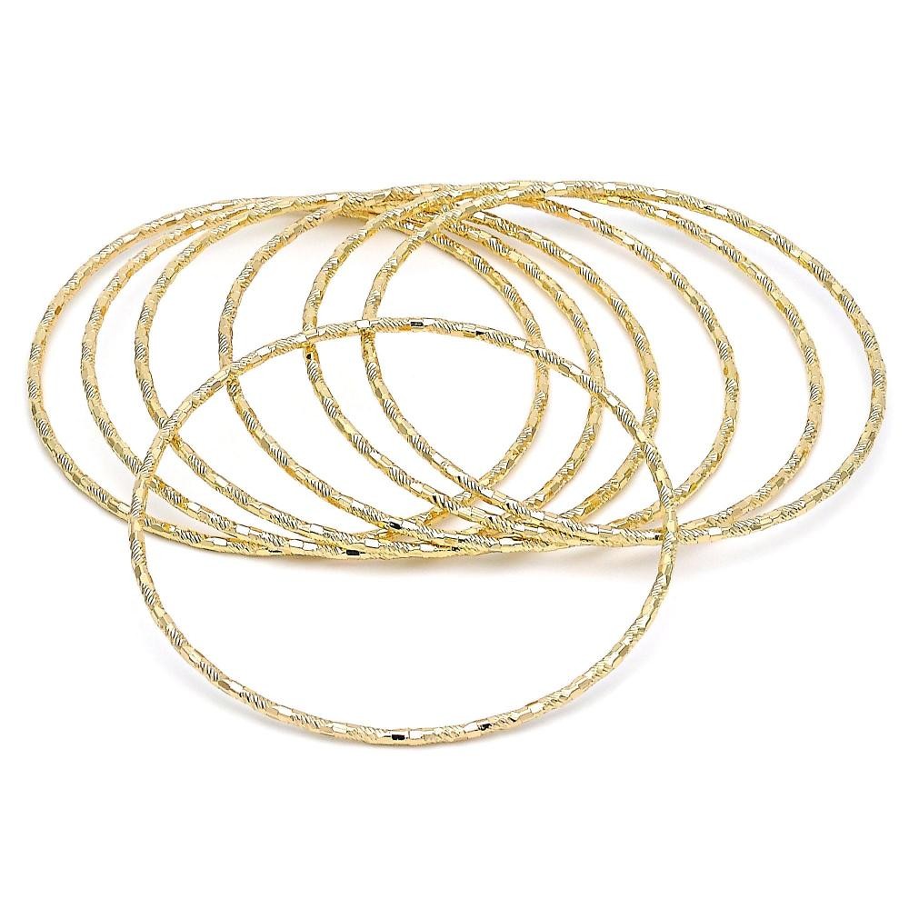 Gold Filled Semanario Bangle Diamond Cutting Finish Golden Tone Size 5