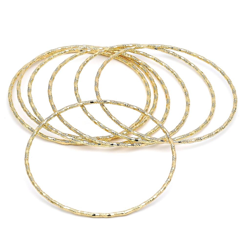 Gold Filled Semanario Bangle Diamond Cutting Finish Golden Tone Size 6