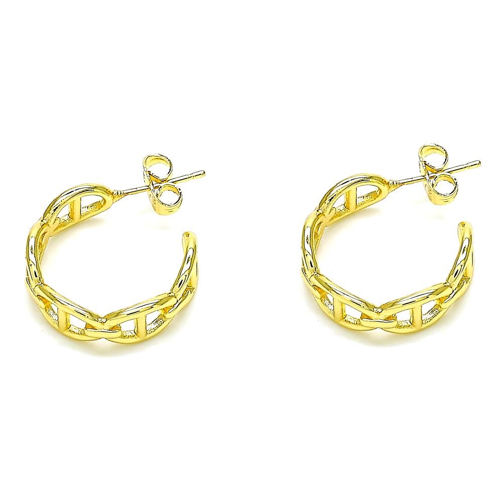 Gold Filled Stud Earrings Puff Mariner Design Polished Golden Finish 20MM