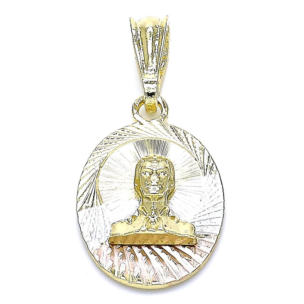 Gold Filled Religious Pendant Diamond Cutting Finish Tri Tone