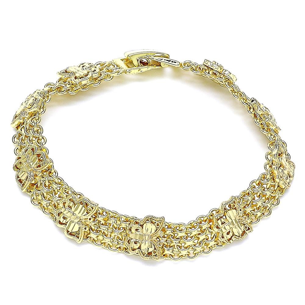 Gold Filled Fancy Bracelet Butterfly Design Polished Golden Tone
