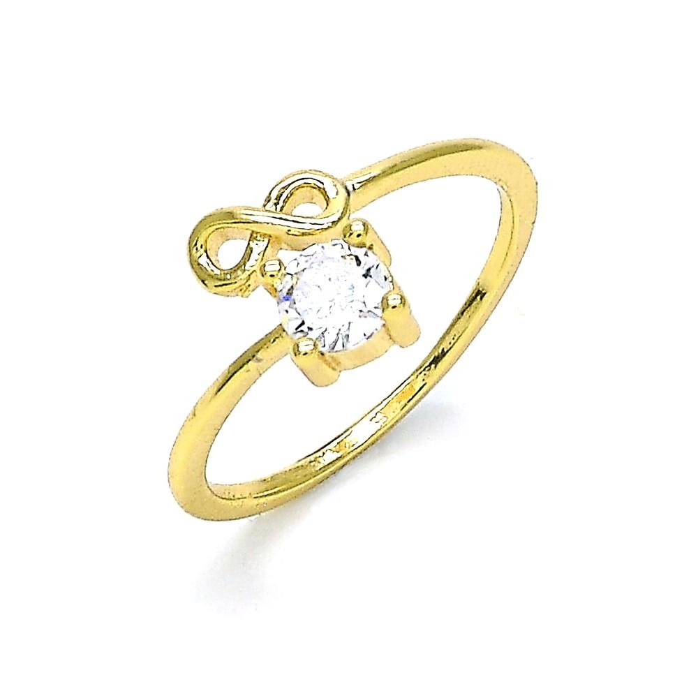 Gold Filled Multi Stone Ring Infinite Design With White Micro Pave Polished Finish Golden Tone