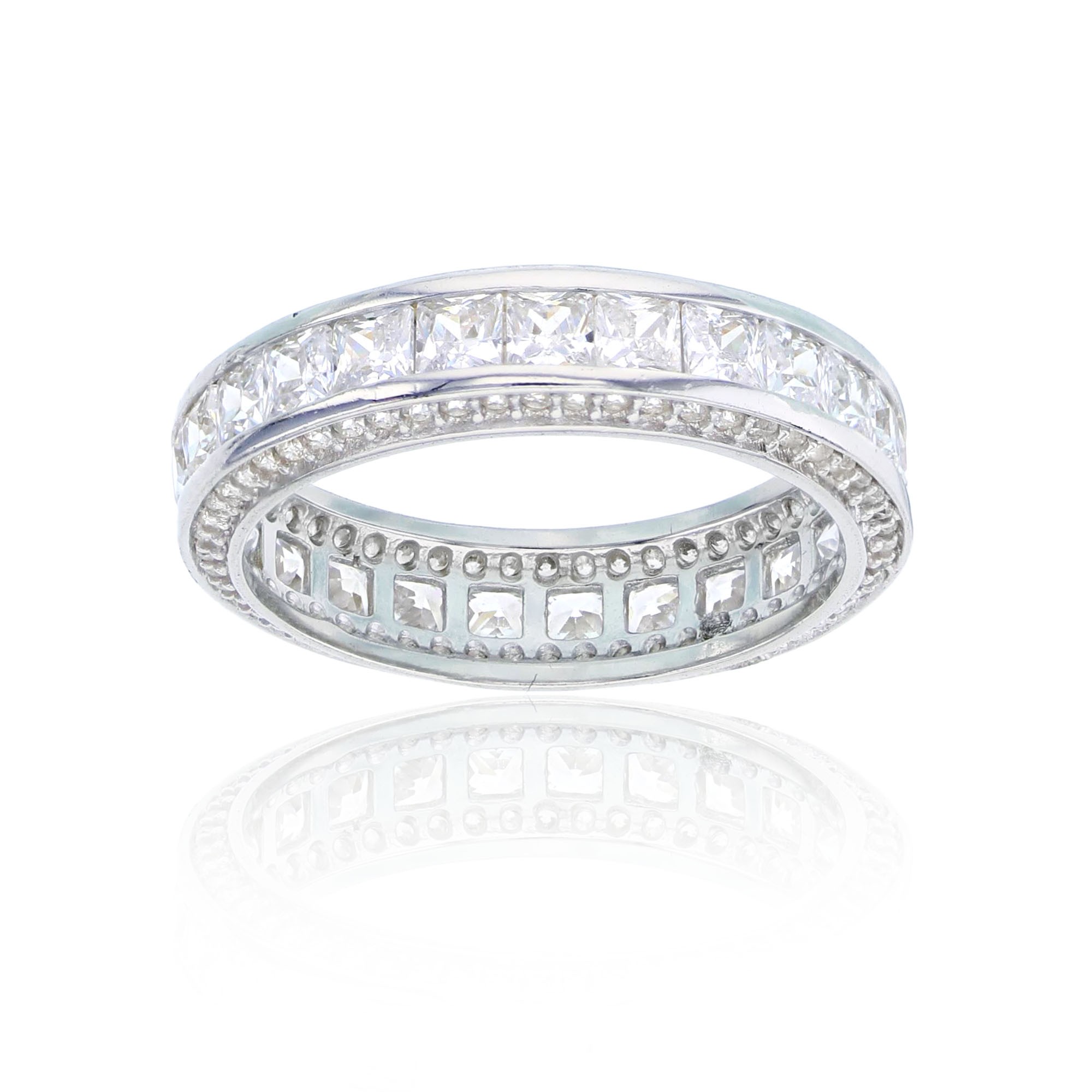 925 Sterling Silver Front & Side Multi Stone Eternity Band