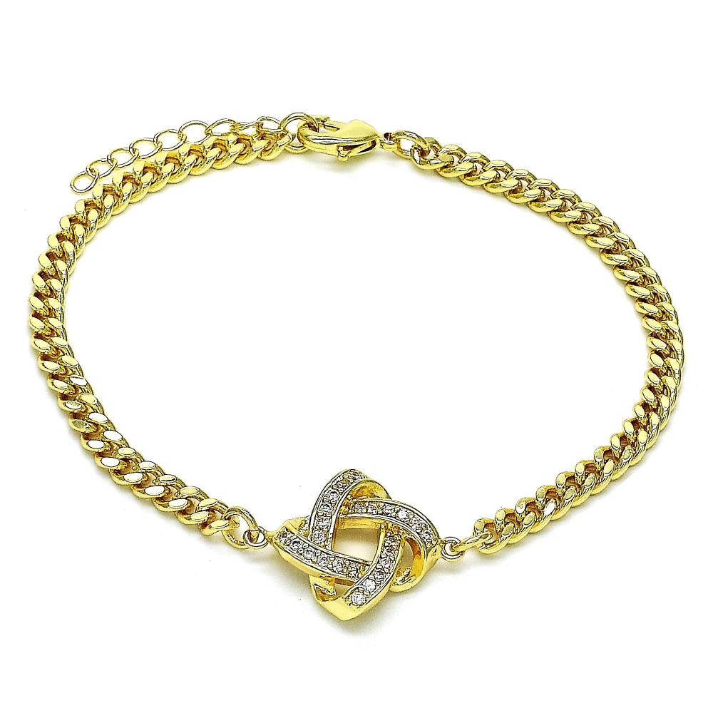 Gold Filled Fancy Bracelet Love Knot Design With White Micro Pave Polished Finish Golden Tone