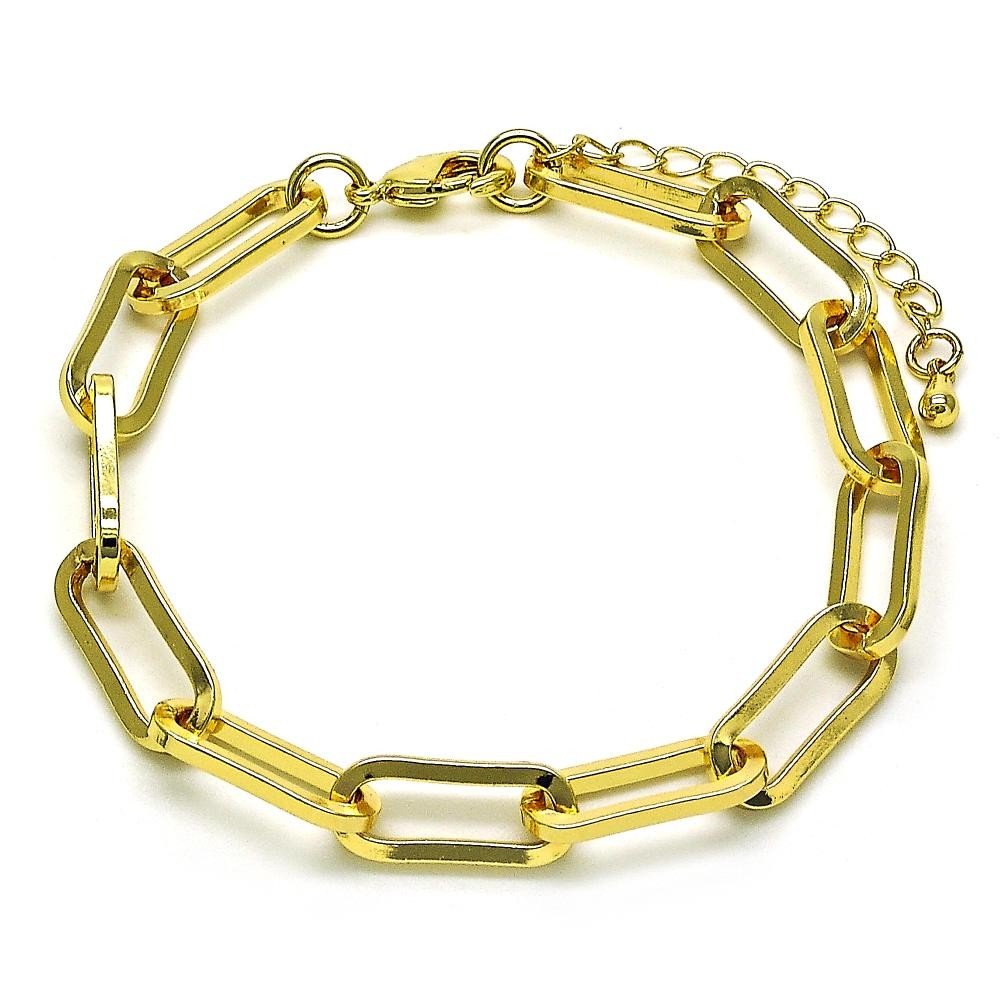 Gold Filled Basic Bracelet Paperclip Design Polished Golden Tone