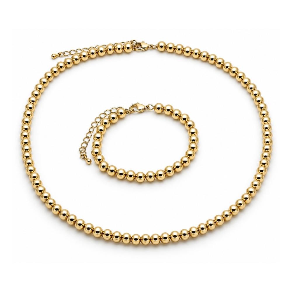 Gold Filled Necklace and Bracelet Ball Design Polished Golden Finish 6MM