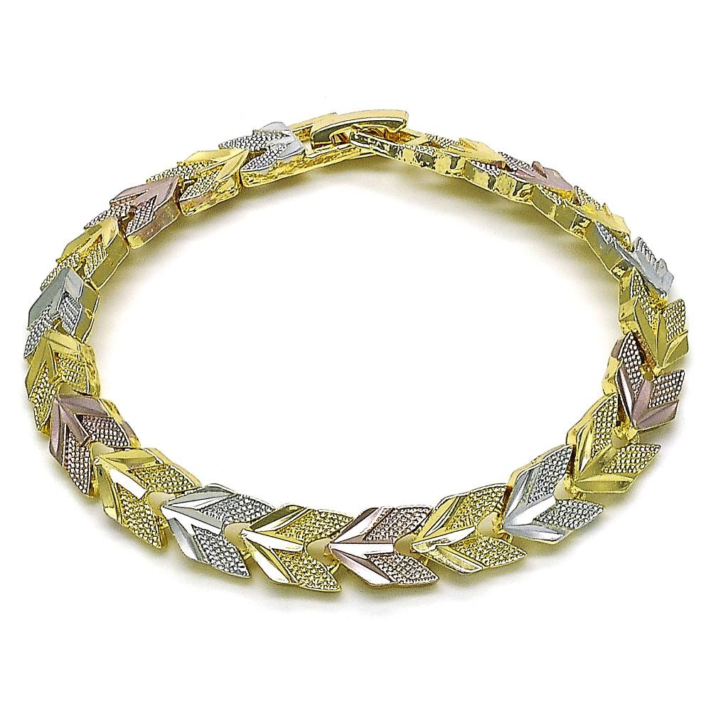 Gold Finish Solid Bracelet Polished Tri Tone