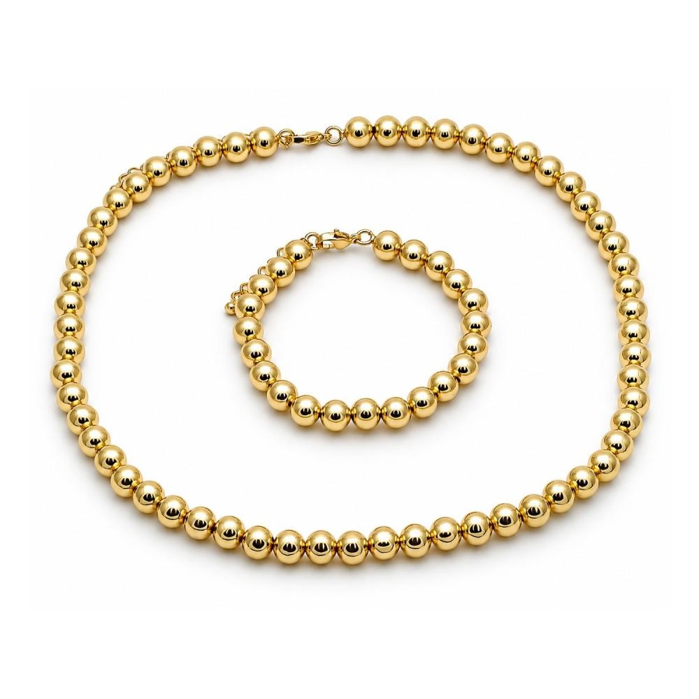 Gold Filled Necklace and Bracelet Ball Design Polished Golden Finish 8MM