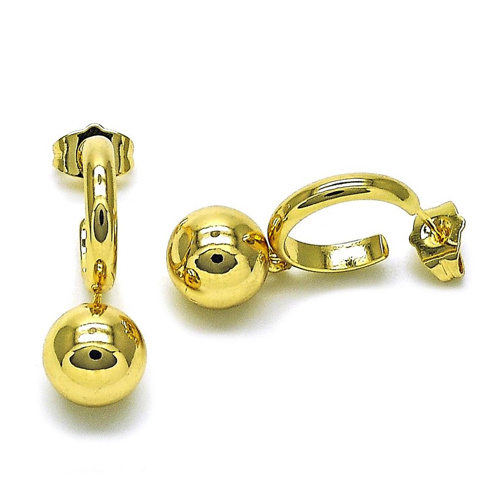 Gold Filled Dangle Earring Ball Design Polished Golden Finish