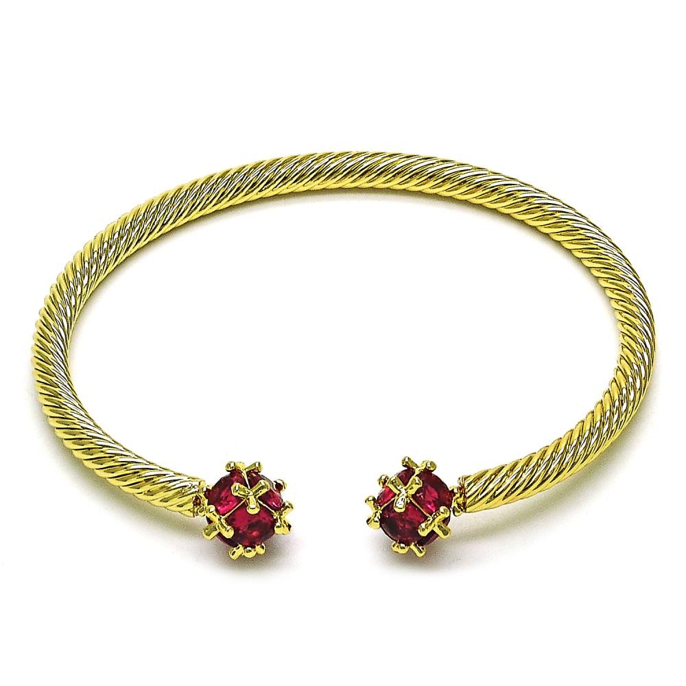 Gold Filled Individual Bangle with Ruby Cubic Zirconia Polished Golden Finish