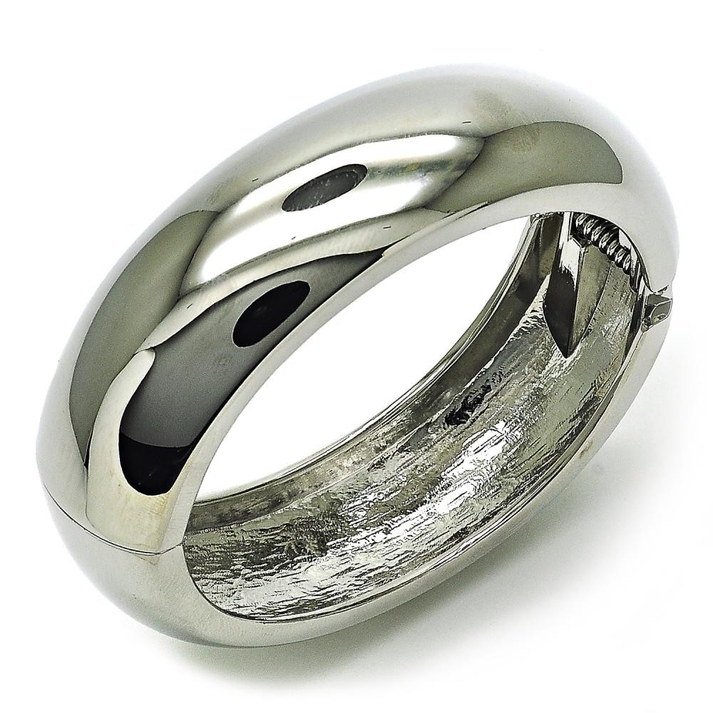 Gold Filled Bangle Polished Rhodium Finish 21 MM Thickness Size 4 2.25 Diameter