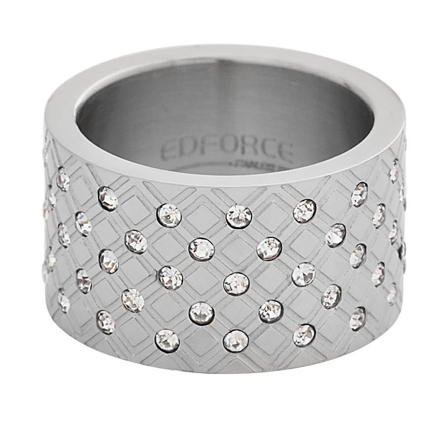 Stainless Steel Silver Tone CZ Ladies Ring
