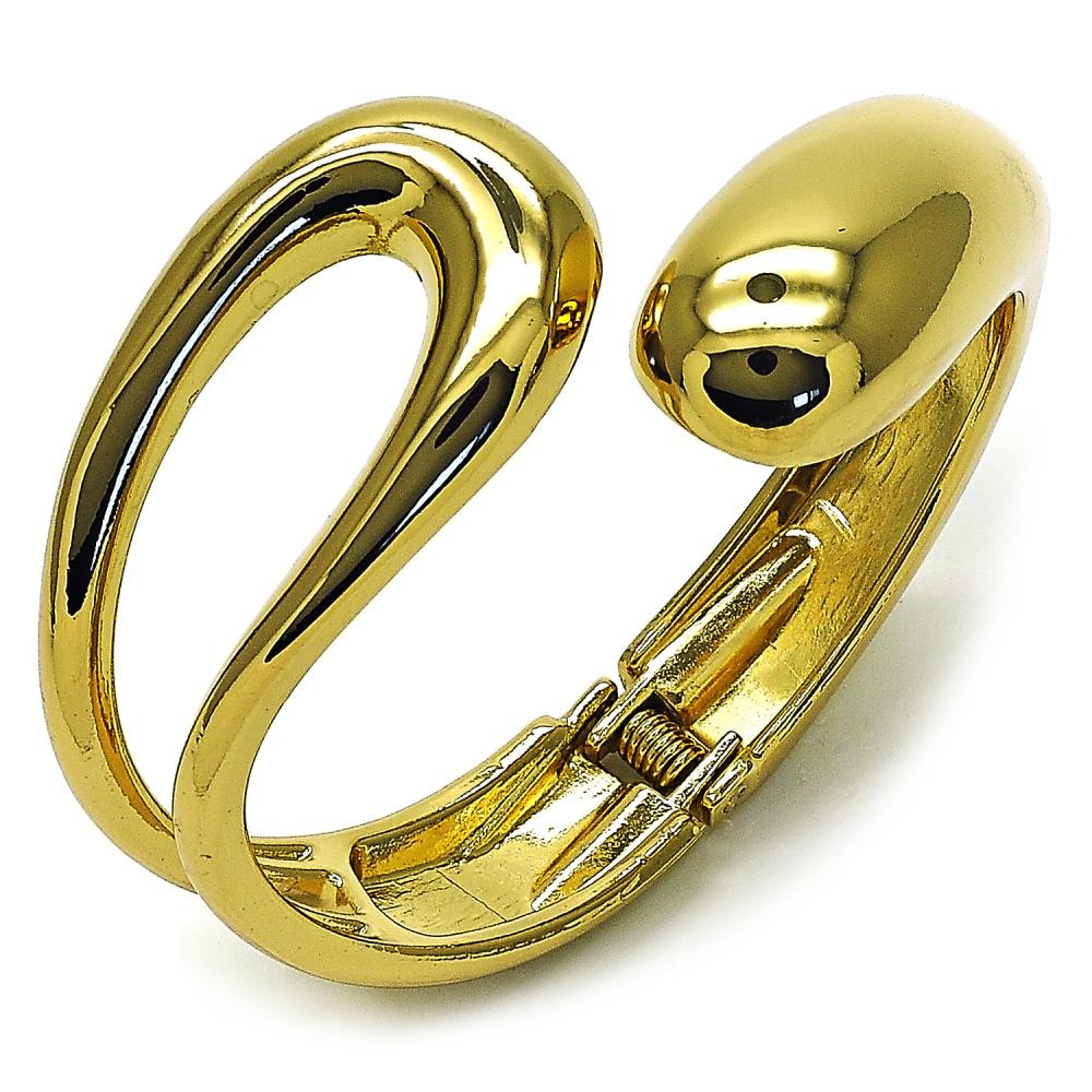 Gold Filled Bangle Teardrop Design Polished Golden Finish 45 MM Thickness Size 5 2.50 Diameter