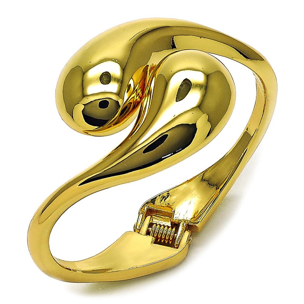 Gold Filled Bangle Teardrop Design Polished Golden Finish 40 MM Thickness Size 5 2.50 Diameter