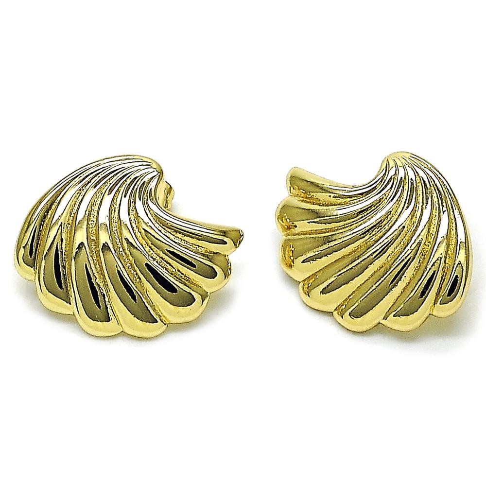 Gold Filled Stud Earring Shell Design Polished Golden Finish