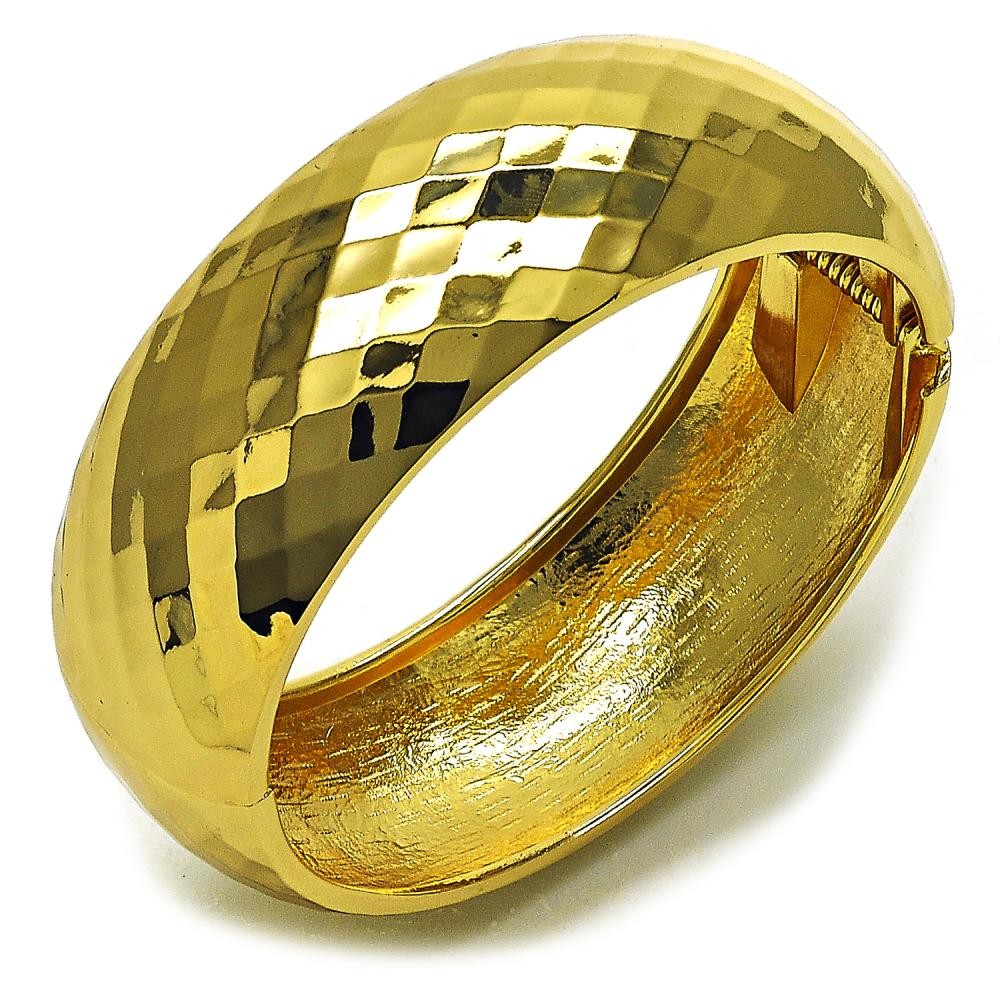 Gold Filled Bangle Disco Design Polished Golden Finish 25 MM Thickness Size 5 2.50 Diameter