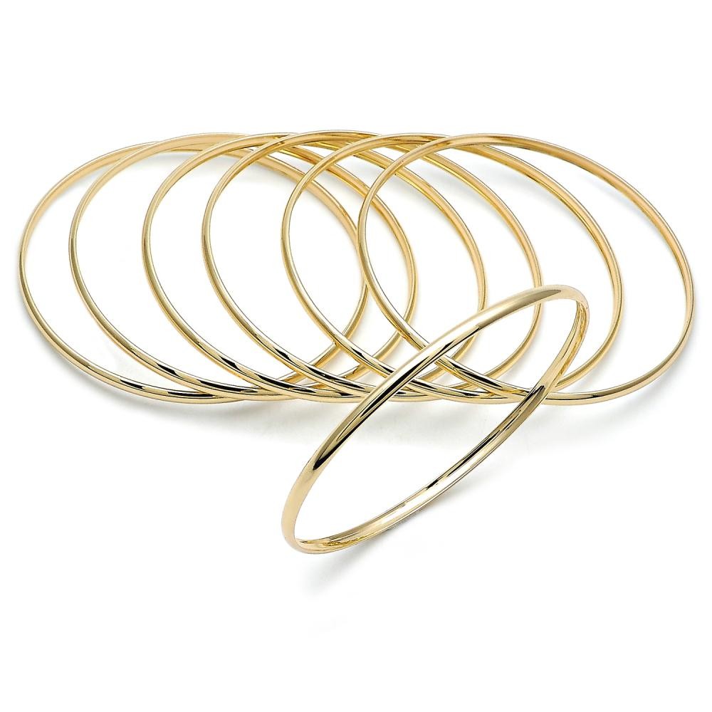 Gold Filled Semanario Bangle Polished Golden Finish 03 MM Thickness Size 5, 2.50 Diameter