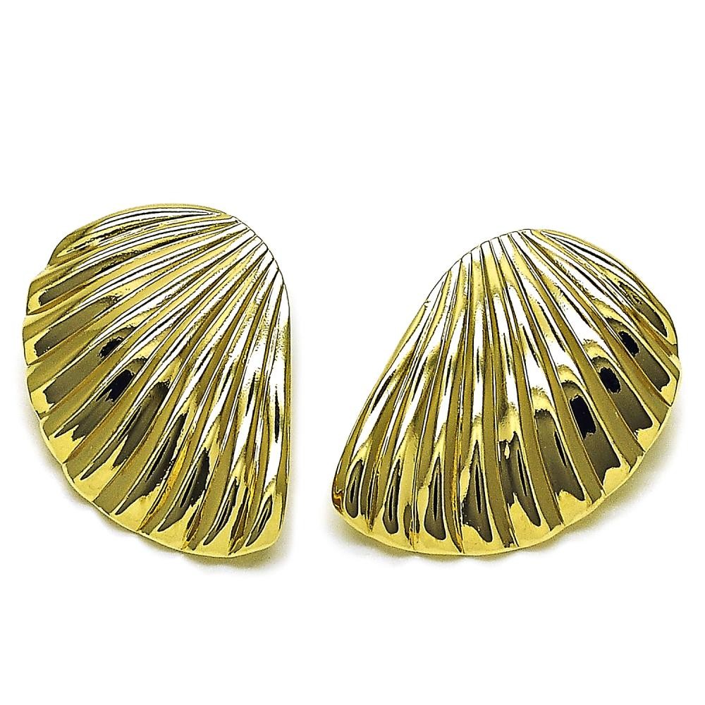Gold Filled Stud Earring Shell Design Polished Golden Finish