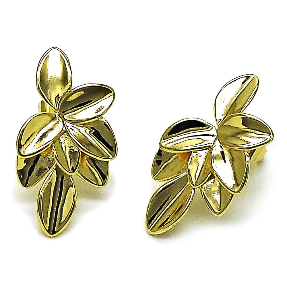 Gold Filled Stud Earring Leaf Design Polished Golden Finish