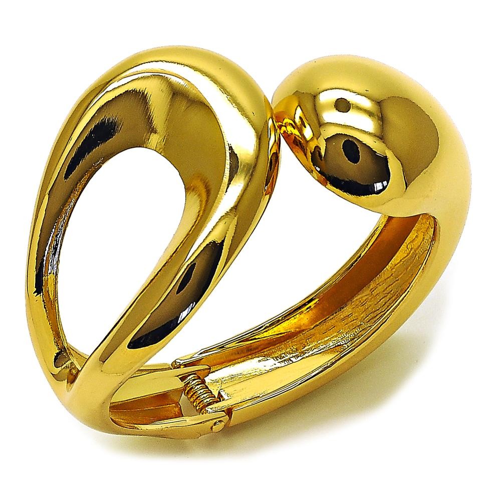 Gold Filled Bangle Teardrop Design Polished Golden Finish 45 MM Thickness Size 5 2.50 Diameter