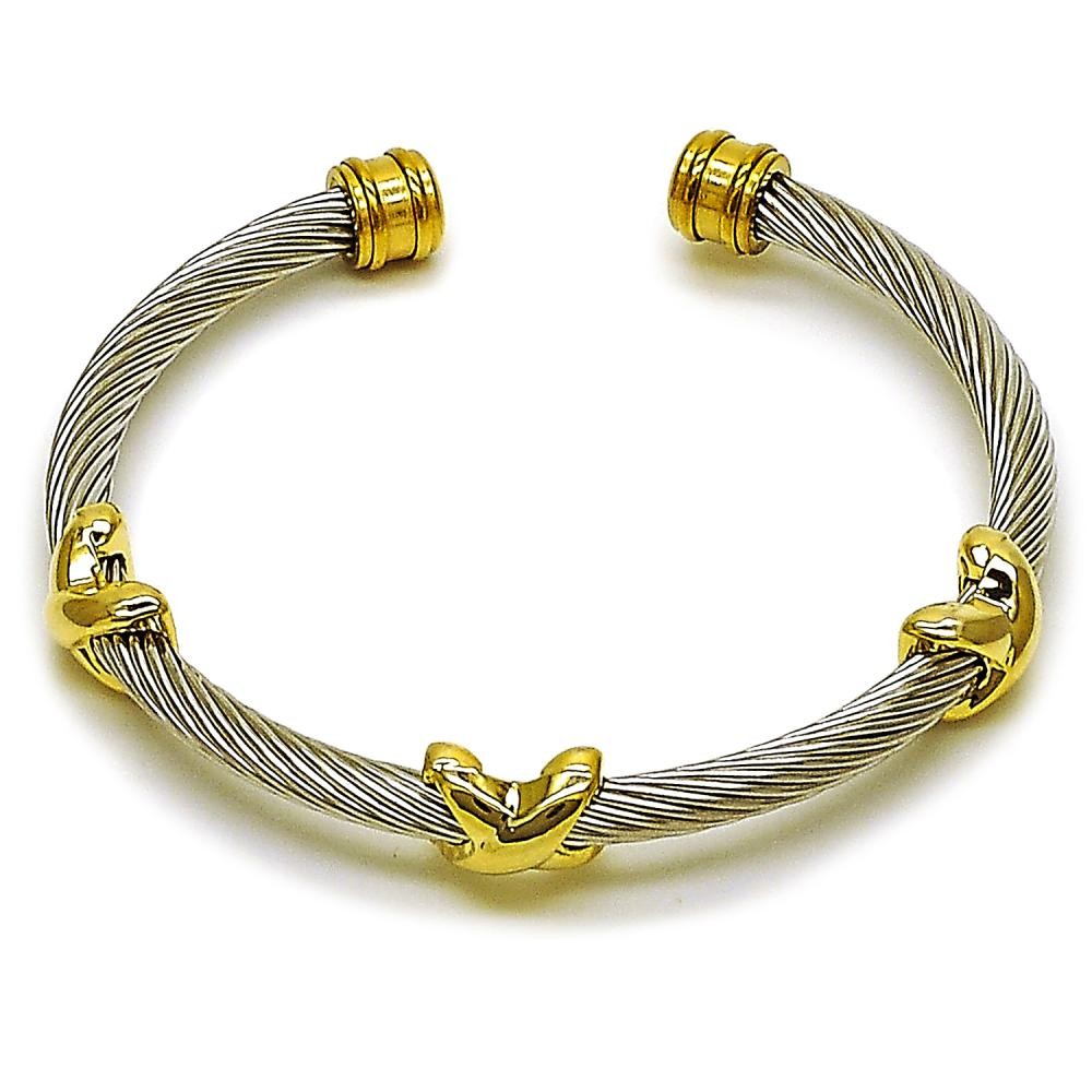 Stainless Steel Bangle Infinite Design Polished Two Tone 4 MM Thickness One size fits all