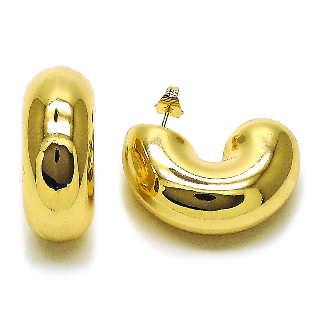 Gold Filled Stud Earrings Hollow Design Polished Golden Finish