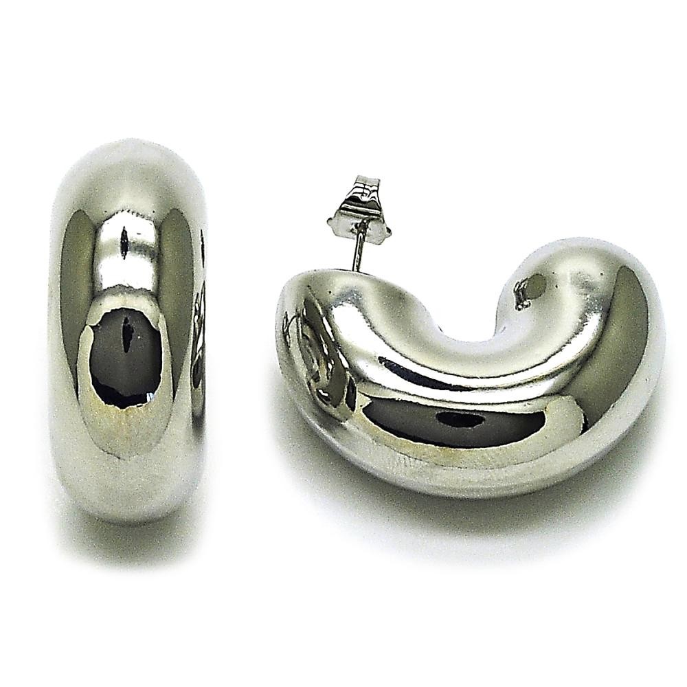 Gold Filled Stud Earrings Hollow Design Polished Rhodium Finish