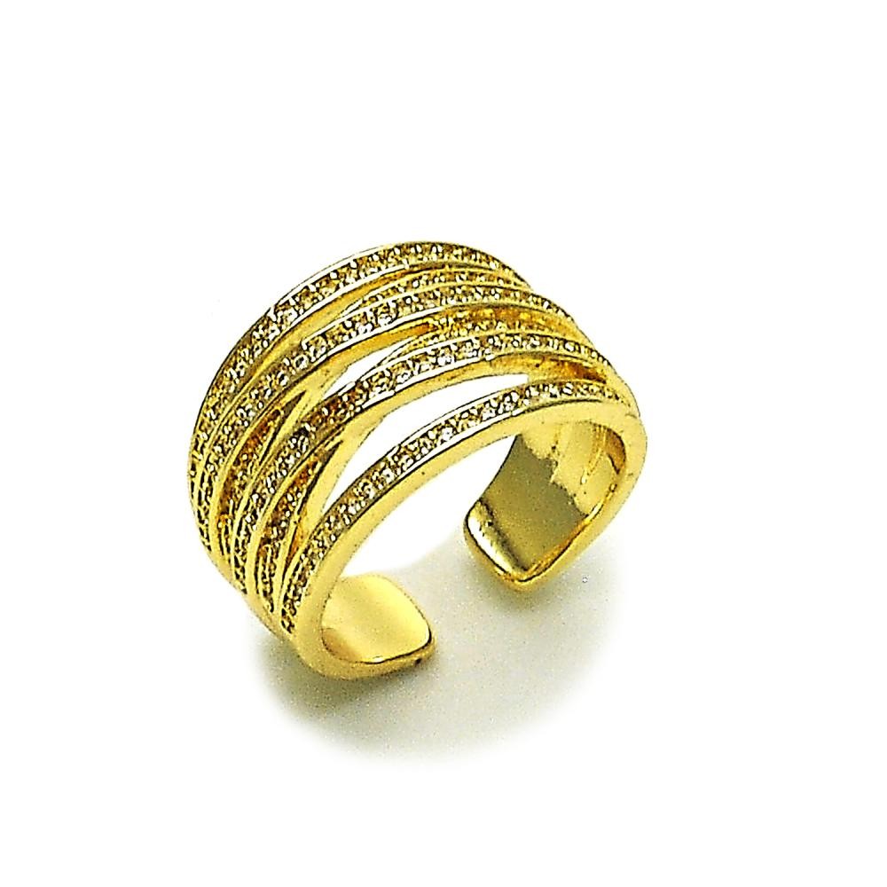 Gold Filled Multi Stone Ring Twist Design Polished Golden Finish One size fits all