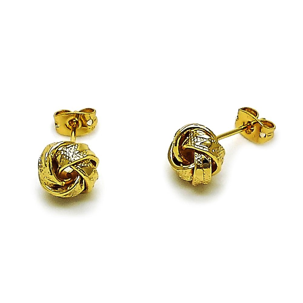 Gold Filled Stud Earring Love Knot Design Diamond Cutting Finish Golden Finish