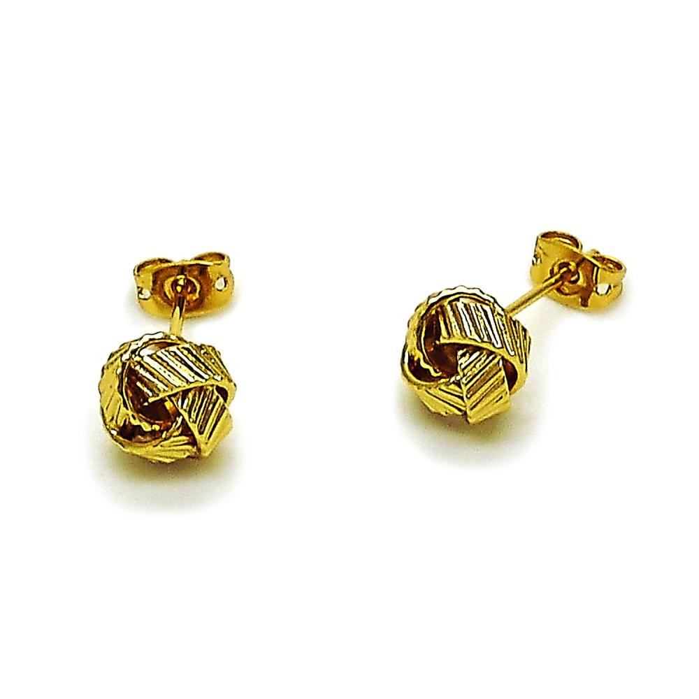 Gold Filled Stud Earring Love Knot Design Diamond Cutting Finish Golden Finish