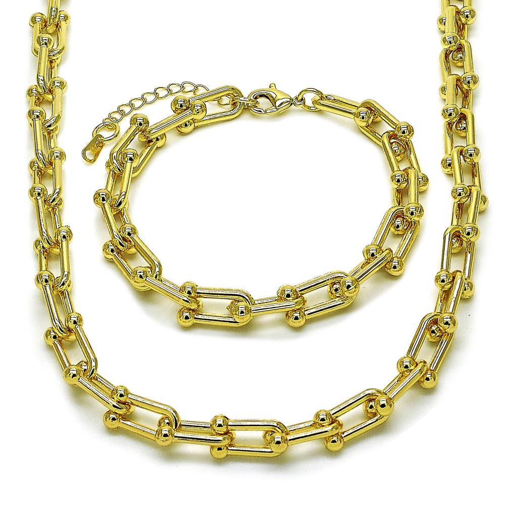 Gold Filled Necklace and Bracelet Set Polished Golden Finish