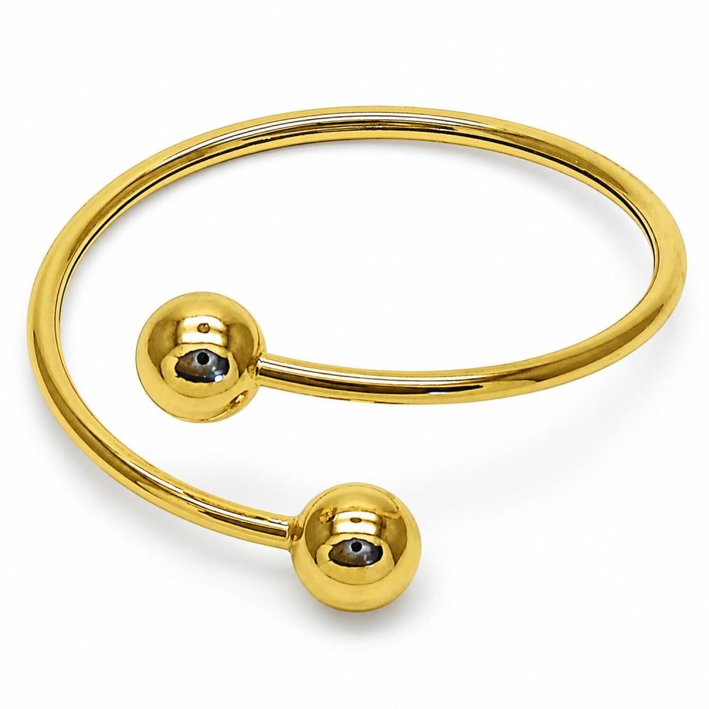 Gold Filled Individual Bangle Ball and Hollow Design Polished Golden Finish One size fits all