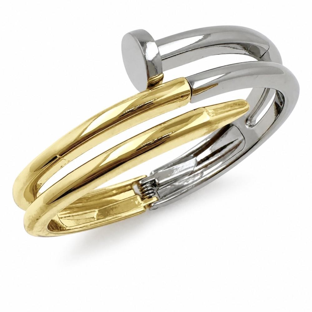 Gold Filled Bangle Nail Design Polished Golden Finish 24 MM Thickness Size 5