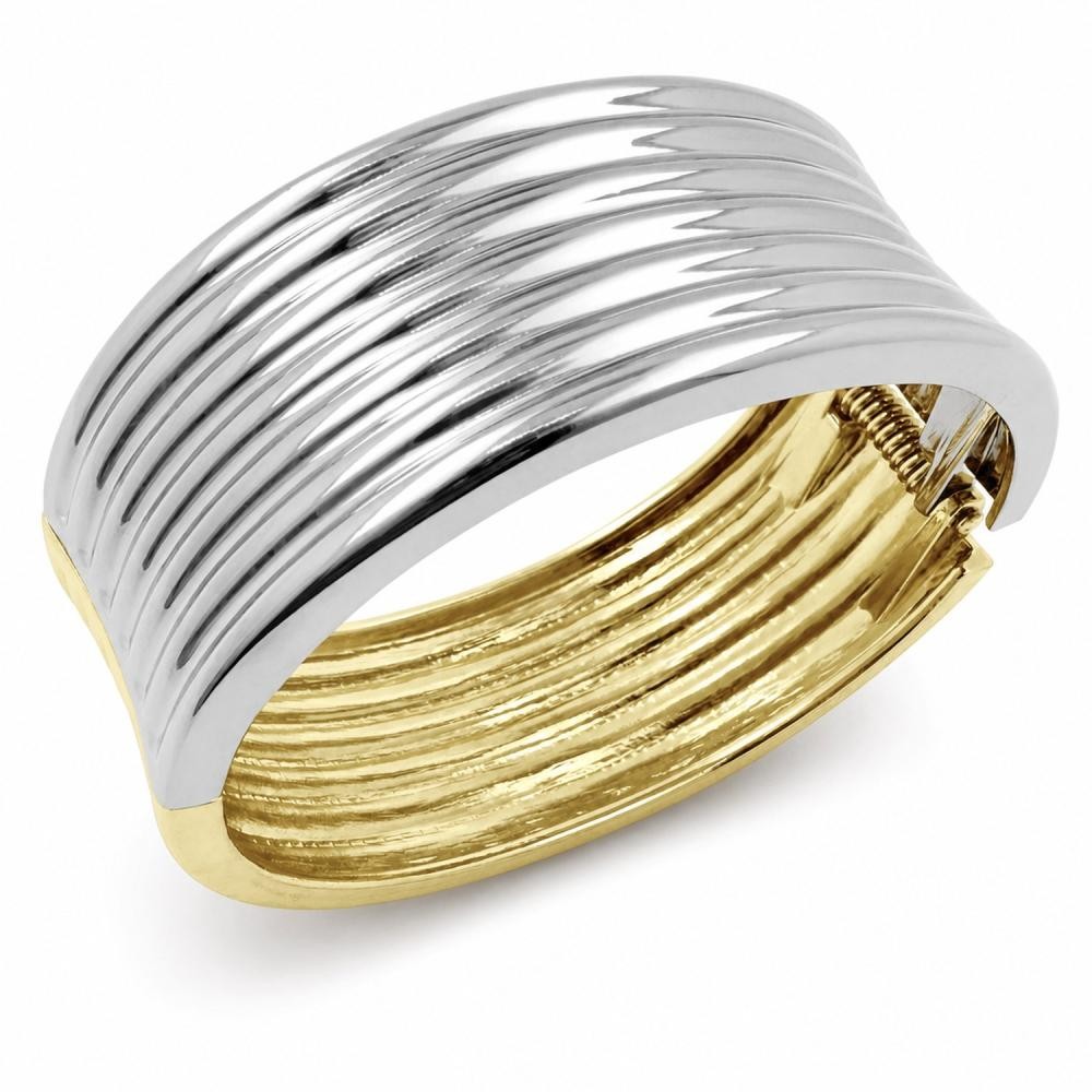 Gold Filled Bangle Polished Two Tone 25 MM Thickness Size 4, 2.25 Diameter