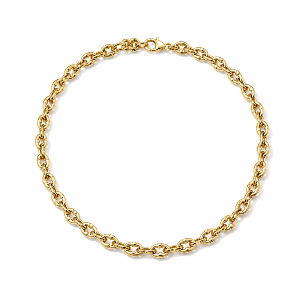 Gold Filled Fancy Necklace Puff Mariner Design Polished Golden Finish 6MM 16"