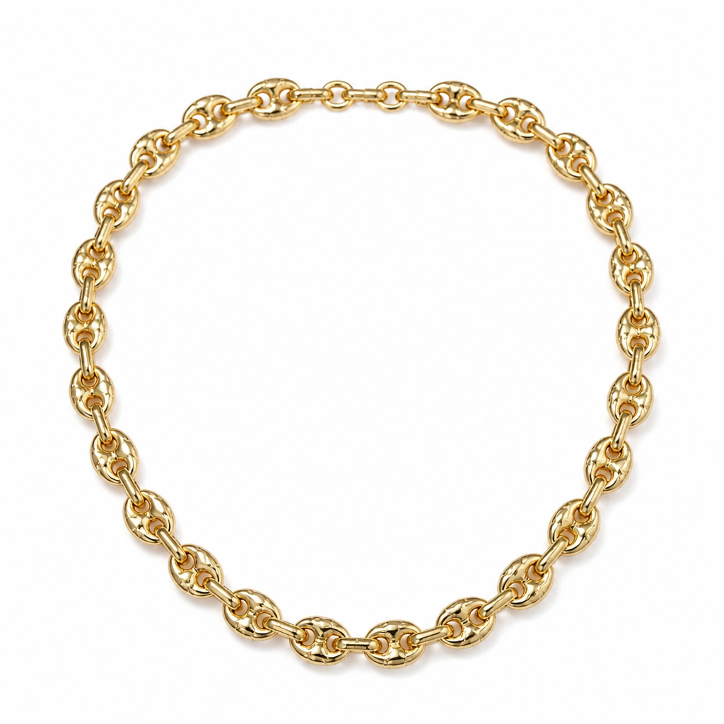 Gold Filled Fancy Necklace Puff Mariner Design Polished Golden Finish 8MM 16"
