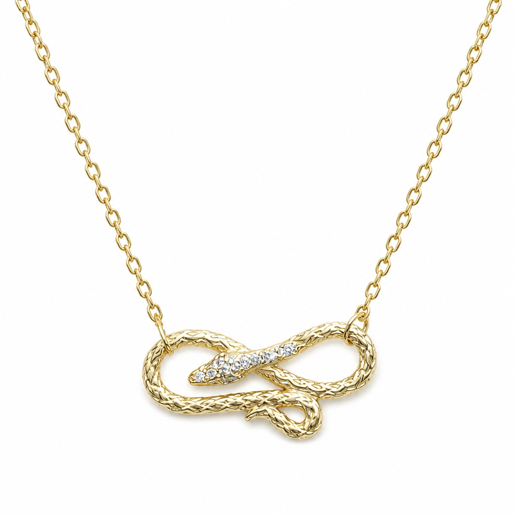 Sterling Silver Rhodium & Yellow Gold Plated Snake Necklace