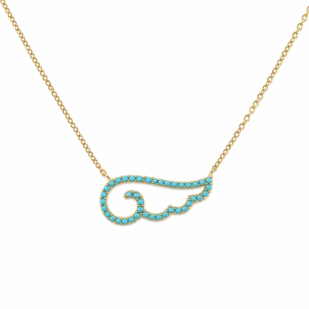Sterling Silver Yellow Gold Plated Necklace With Turquoise