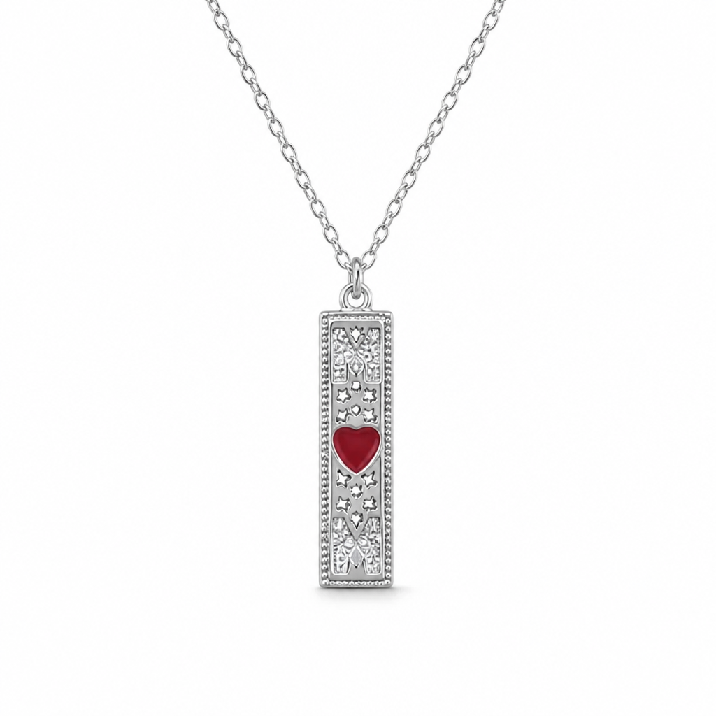 Sterling Silver Rhodium Plated Mom Necklace With Cubic Zirconia