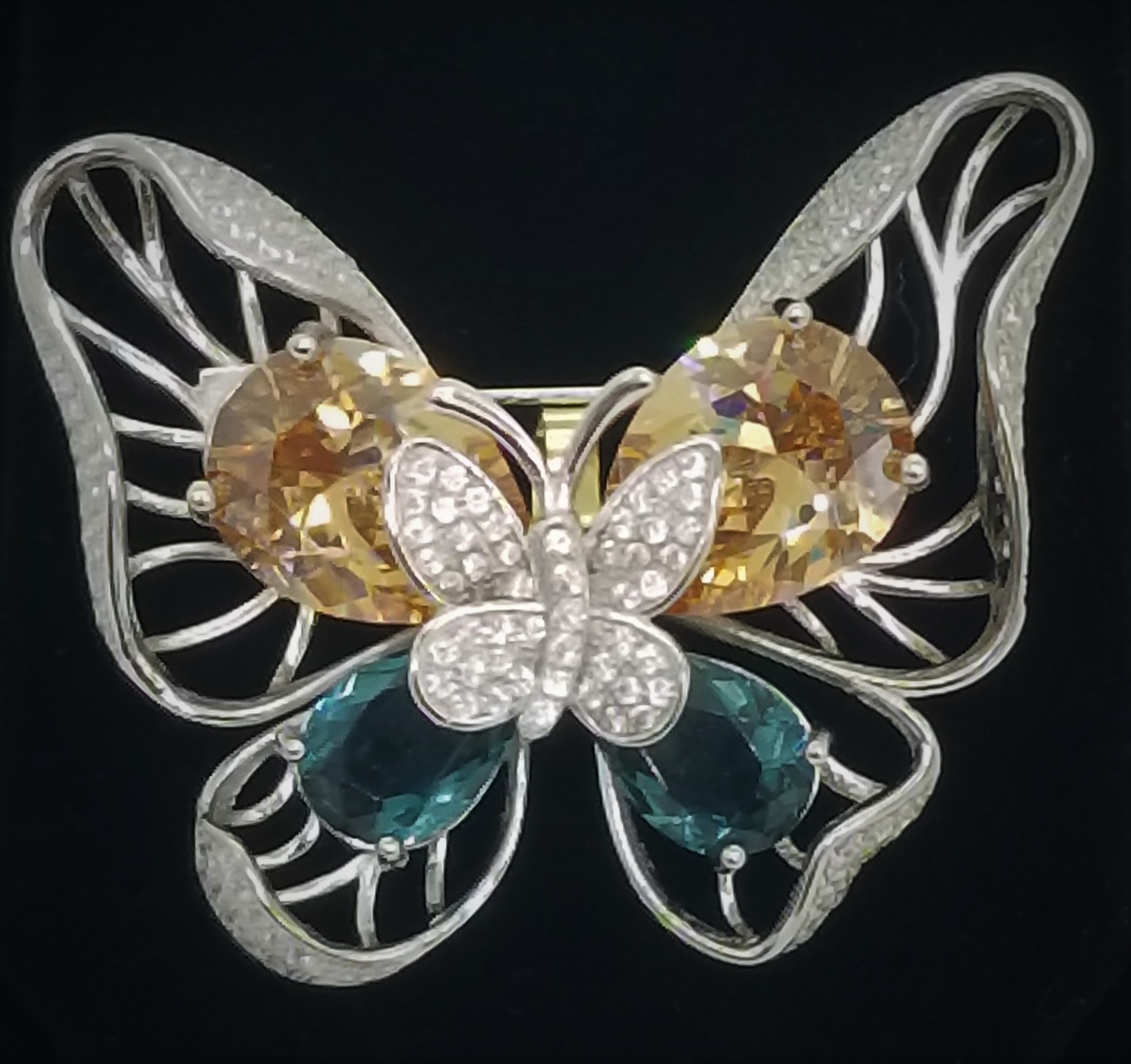 925 Sterling Silver Butterfly Brooch With CZ 