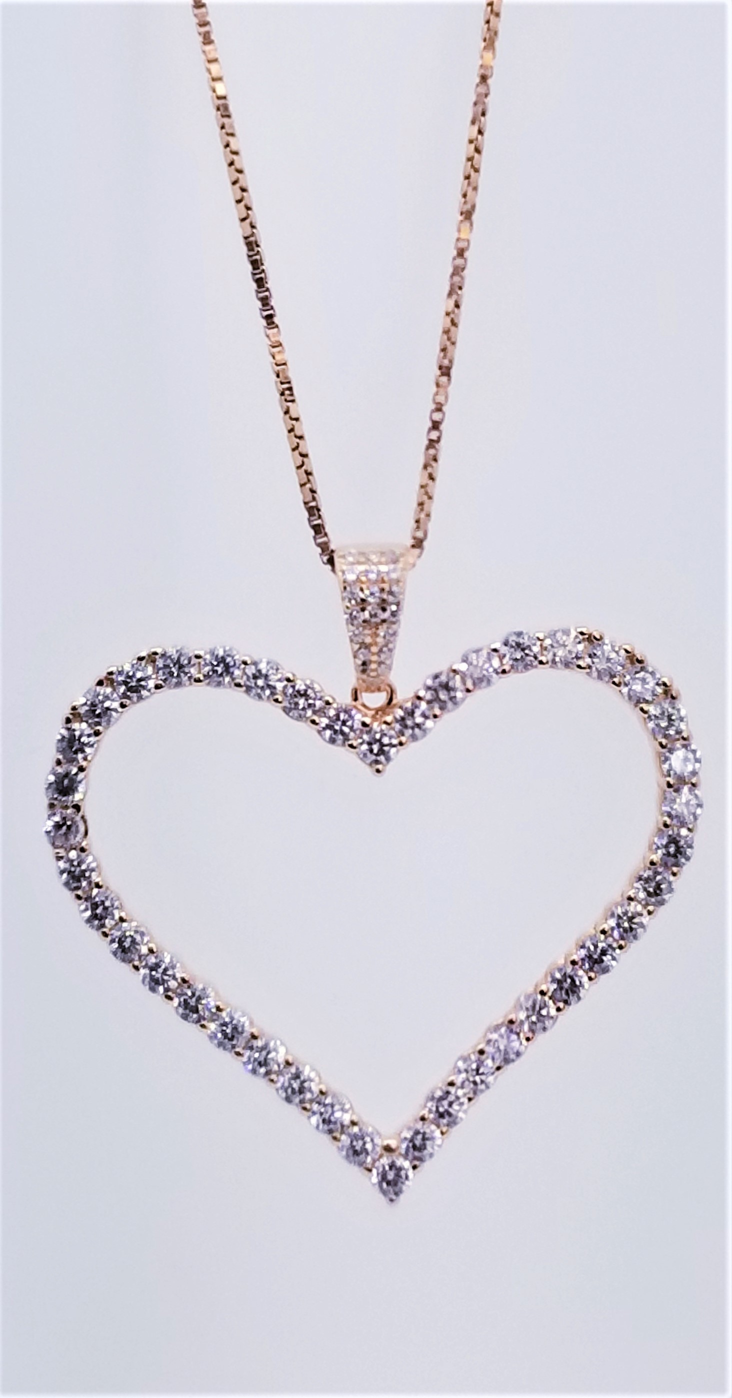 925 Sterling Silver Rose Gold Tone Heart CZ Pendant