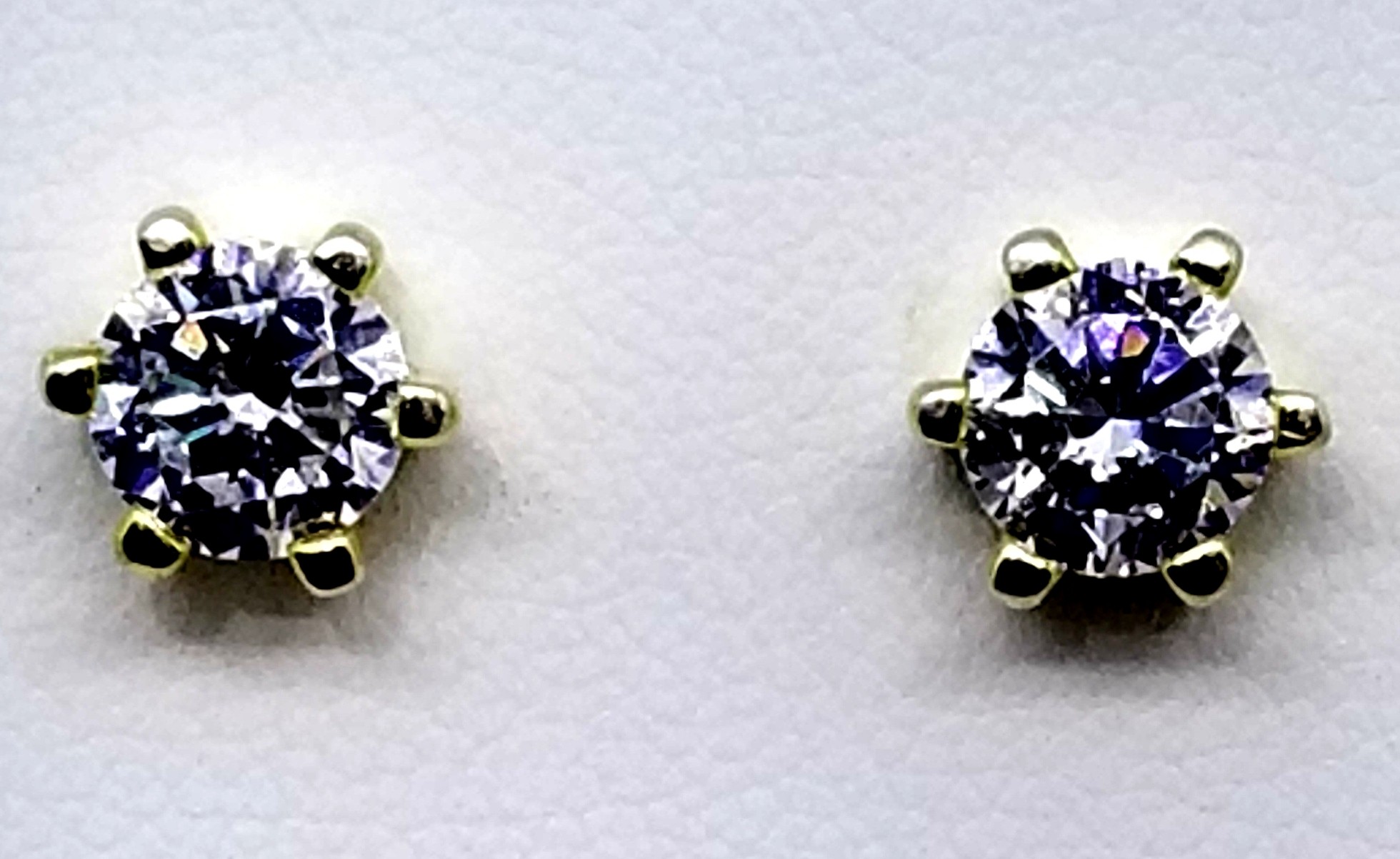 925 Sterling Silver Gold Tone Stud Earrings With Cubic Zirconia