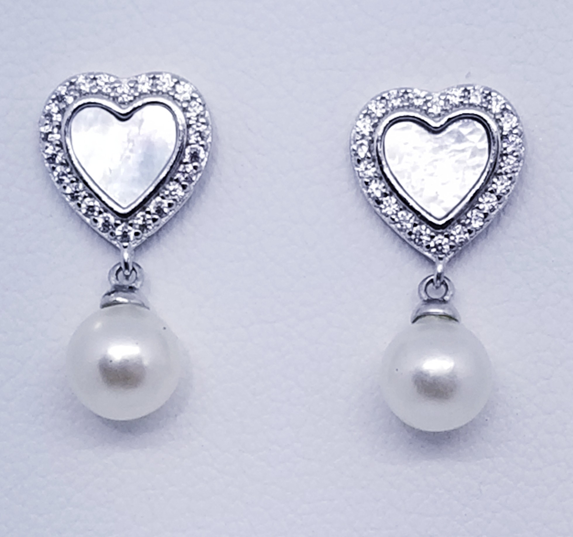 925 Sterling Silver Pearl Drop Earrings With Cubic Zirconia