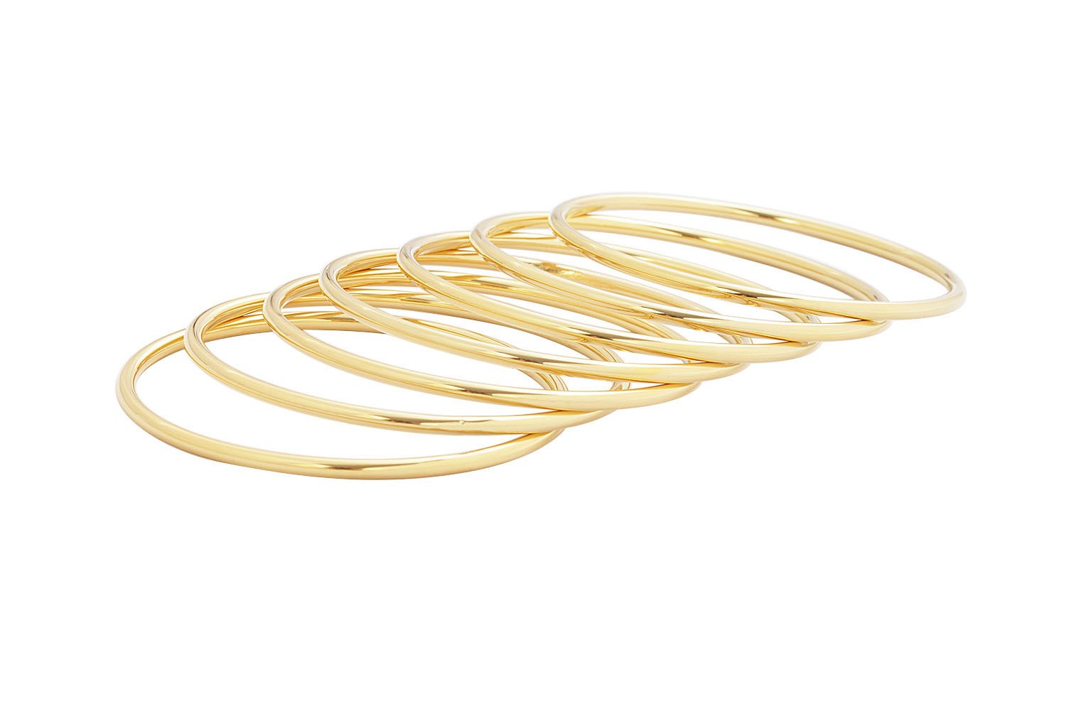 Stainless Steel Gold Tone 7 Pieces Bangle Set