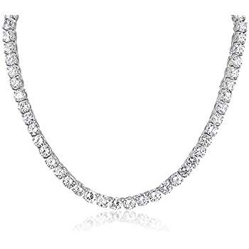925 Sterling Silver 5mm 24" Long Cubic Zirconia Tennis Necklace