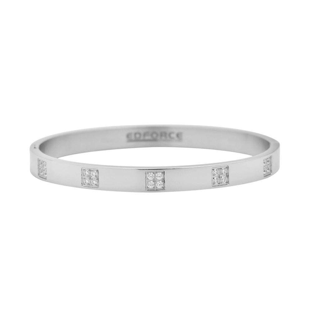 Stainless Steel Silver Tone CZ Ladies Bangle